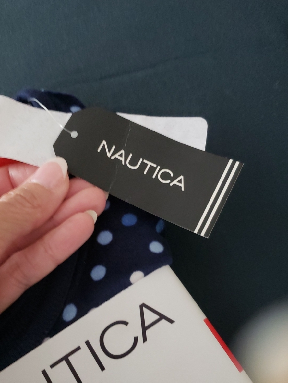 NWT-Nautica Navy Polka Dot Two-Piece Sleep Set Size Medium - Picture 2 of 6